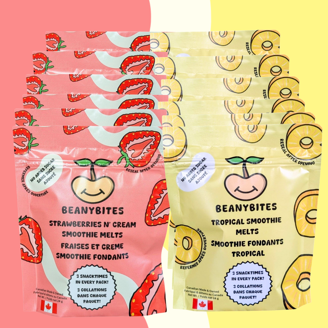 Mixed Case - Strawberries N' Cream & Tropical Smoothie Melts (12 Bags - 36+ Servings)
