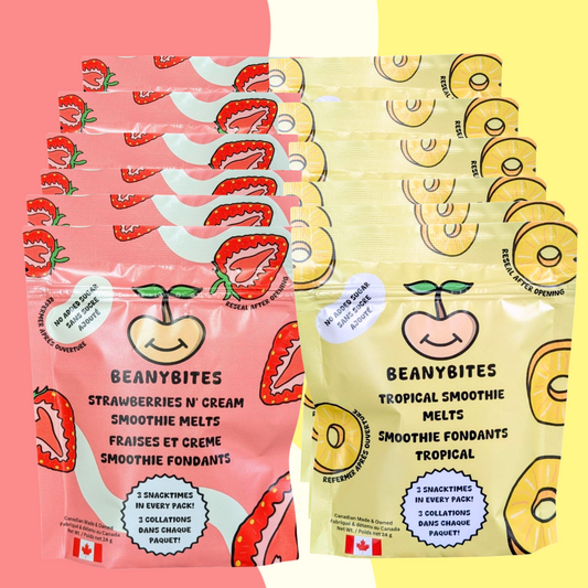 Mixed Case - Strawberries N' Cream & Tropical Smoothie Melts (12 Bags - 36+ Servings)